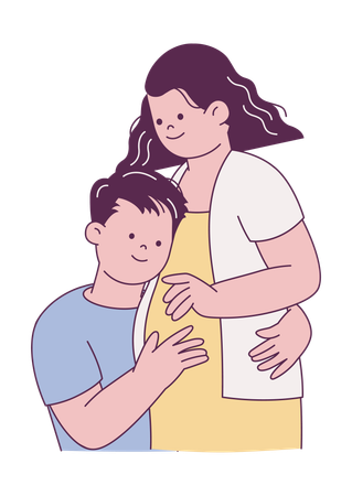 Expecting Couple Embracing Pregnancy  Illustration