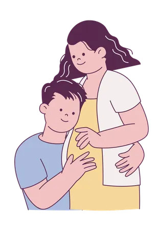 Expecting Couple Embracing Pregnancy  Illustration