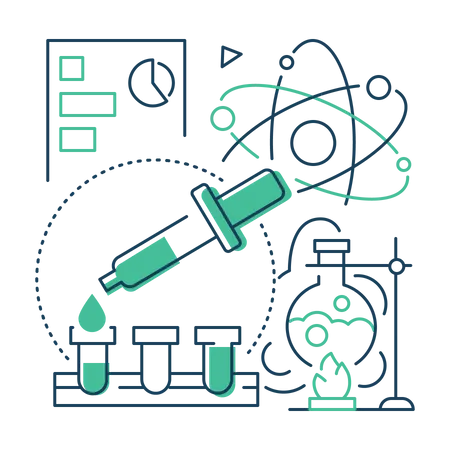 Expérience chimique en laboratoire  Illustration