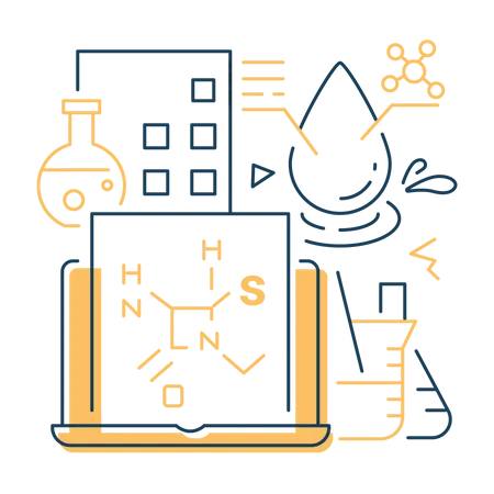 Expérience chimique en laboratoire de chimie  Illustration