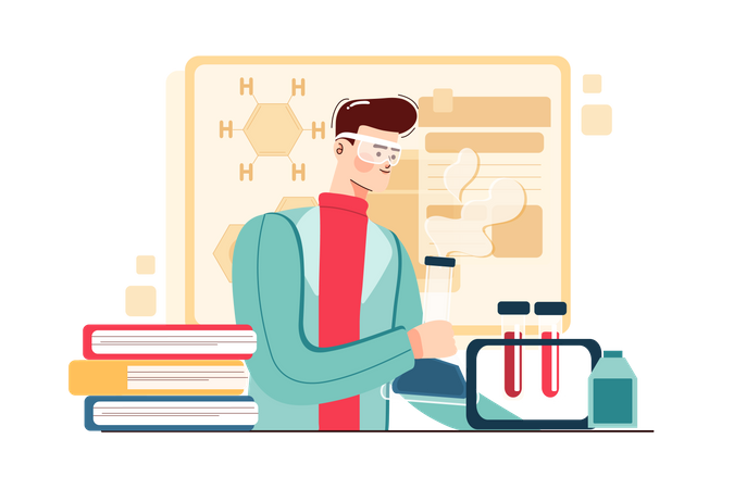 Expérience de chimie en laboratoire  Illustration