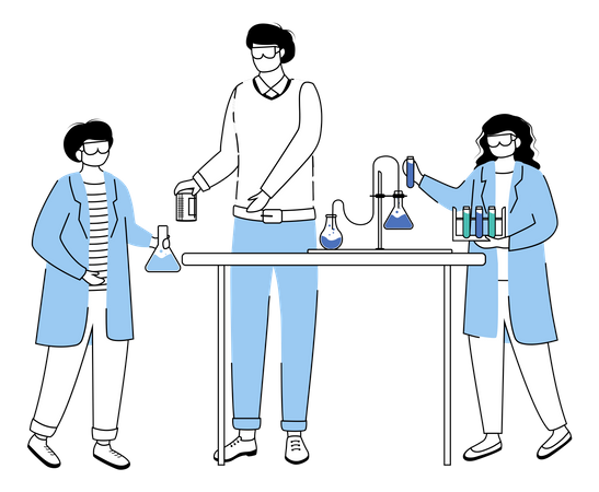 Expérience de chimie par un scientifique  Illustration