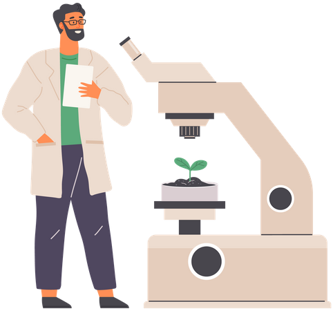 Expérience de microbiologie sur plante  Illustration