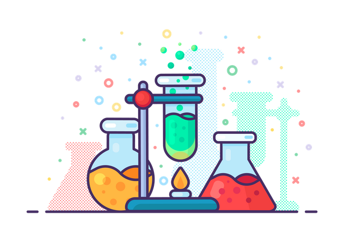 Expérience en laboratoire de chimie  Illustration
