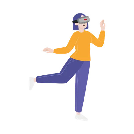 Une femme expérimente la technologie VR  Illustration