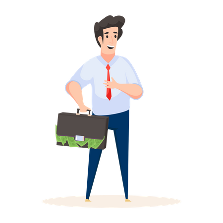 Experienced businessman holding briefcase Illustration