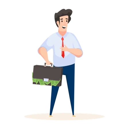 Experienced businessman holding briefcase Illustration