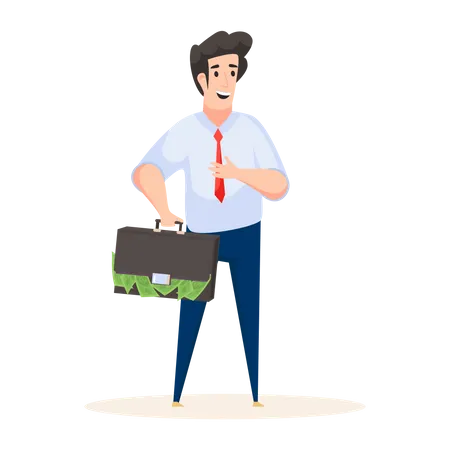 Experienced businessman holding briefcase  Illustration