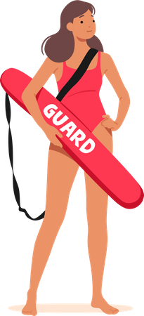 Experienced Female Lifeguard Ensuring Safety  Illustration