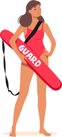 Experienced Female Lifeguard Ensuring Safety  Illustration