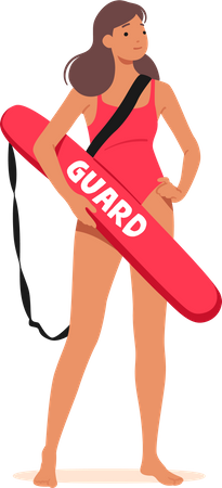 Experienced Female Lifeguard Ensuring Safety  일러스트레이션