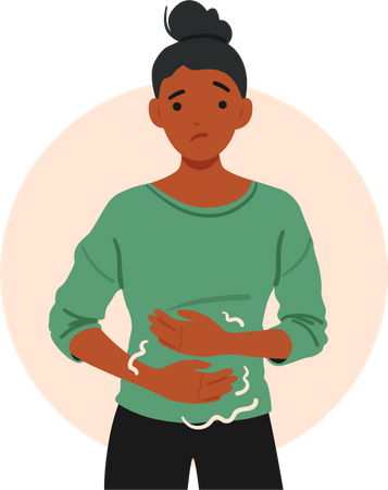 Une femme afro-américaine présente des symptômes de gastrite  Illustration