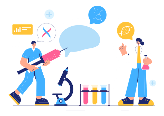 Expériences en laboratoire réalisées par des scientifiques  Illustration
