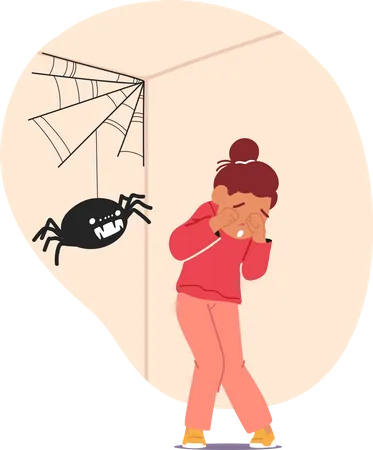 Un enfant souffre d’arachnophobie  Illustration