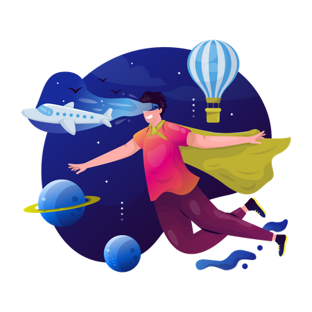 Experiencia de vuelo virtual  Ilustración