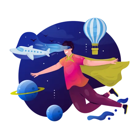 Experiencia de vuelo virtual  Ilustración