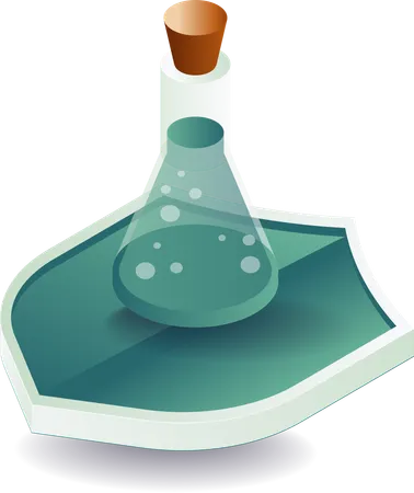 Experimental bottle on top of security shield  Illustration