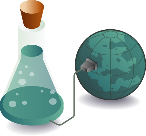 Experimental bottle symbol with earth  Illustration