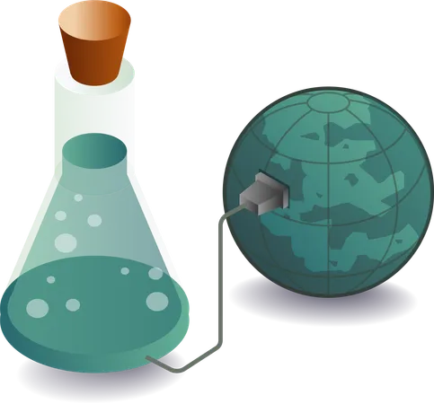 Experimental bottle symbol with earth  Illustration