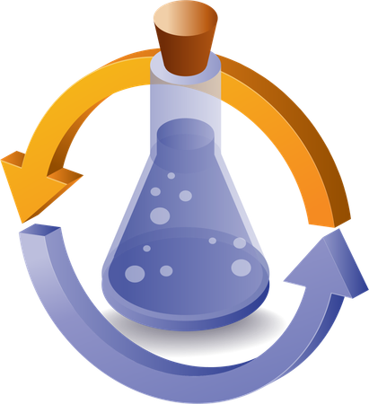 Experimental laboratory bottle arrow rotation circle  Illustration