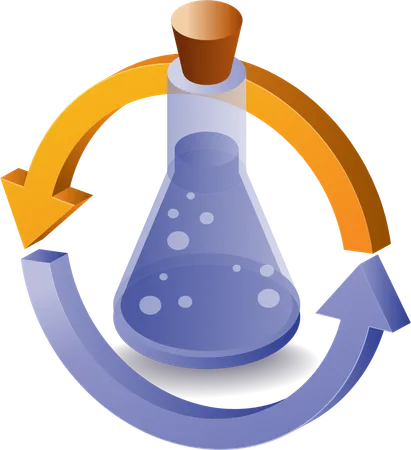 Experimental laboratory bottle arrow rotation circle  Illustration