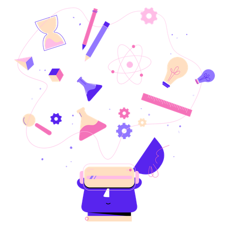 Experimento de laboratorio usando realidad virtual.  Illustration