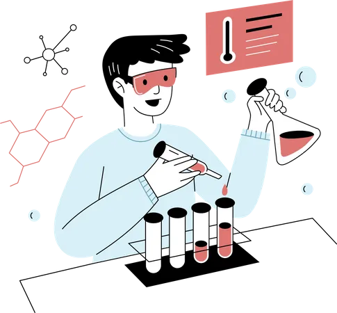 Experimento químico en laboratorio  Ilustración
