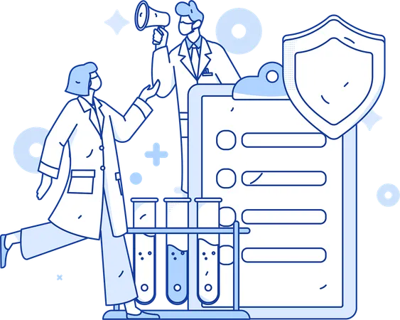 Experiments on virus performed by doctors  Illustration