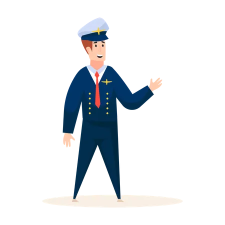 Expert airplane pilot in uniform  Illustration