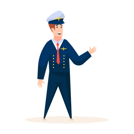 Expert airplane pilot in uniform  Illustration