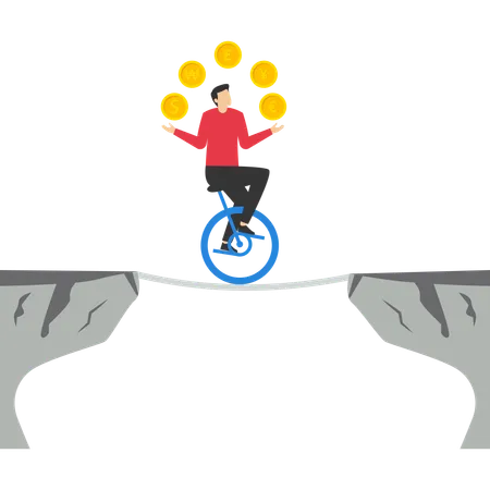 Expert businessman juggling currency coins  Illustration