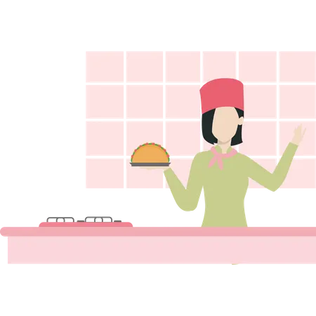 Expert chef making taco  Illustration