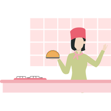 Expert chef making taco  Illustration