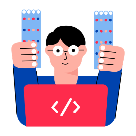 Expert coder doing coding  Illustration