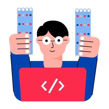 Expert coder doing coding  Illustration