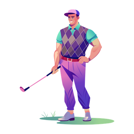 Expert en golf jouant au golf  Illustration