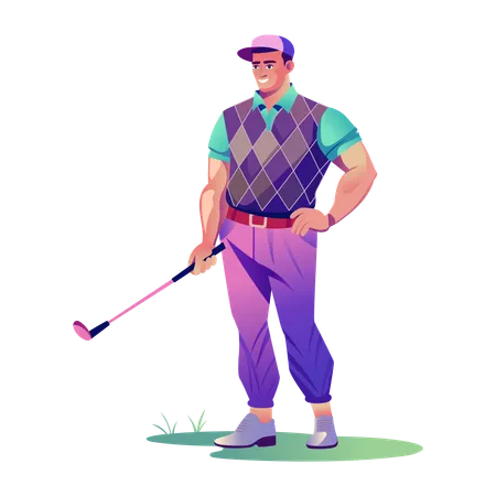 Expert en golf jouant au golf  Illustration