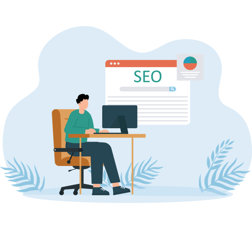 Expert SEO effectuant des analyses  Illustration