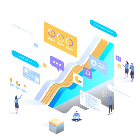 Expert Team For Data Analysis Consulting Services Vector Isometric Illustration For Landing Page Web Design Banner And Presentation Illustration