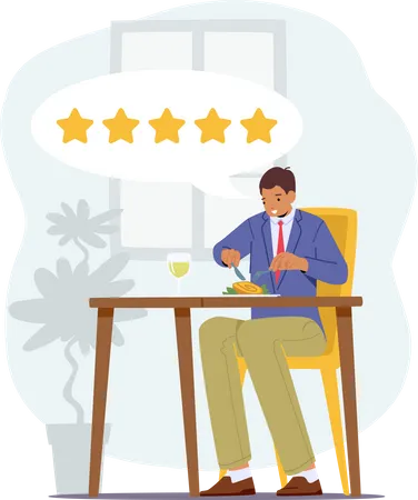 Expert Visiting Restaurant for Trying Food and Making Reviews Illustration