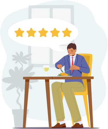 Expert Visiting Restaurant for Trying Food and Making Reviews  Illustration