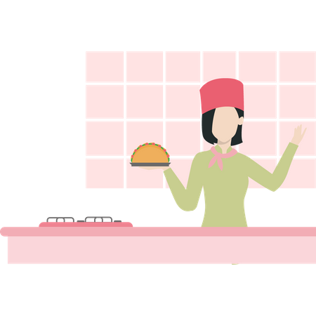 Chef experto haciendo tacos  Ilustración