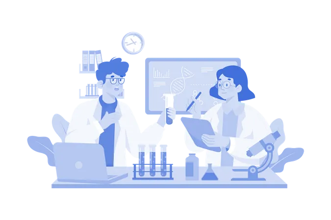 Experts médicaux travaillant au laboratoire  Illustration