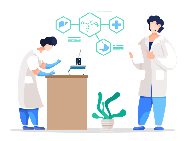 Experts médicaux travaillant au laboratoire  Illustration