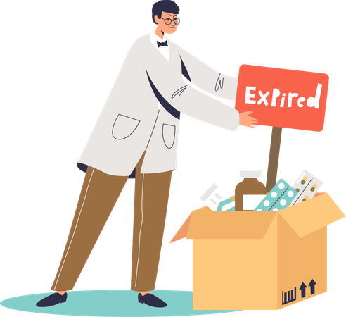 Expired medicines pills disposal  Illustration