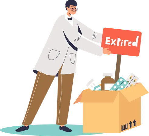 Expired medicines pills disposal  Illustration