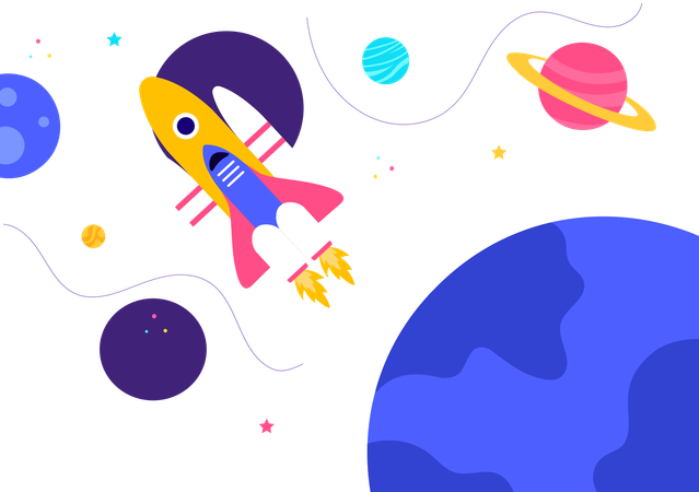 Ilustração de exploração espacial  Ilustração