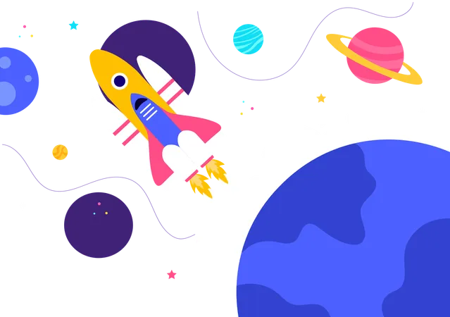 Ilustração de exploração espacial  Ilustração