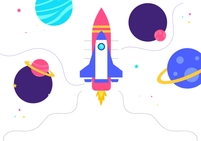 Ilustração de exploração espacial  Ilustração