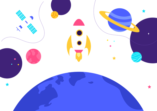 Ilustração de exploração espacial  Ilustração